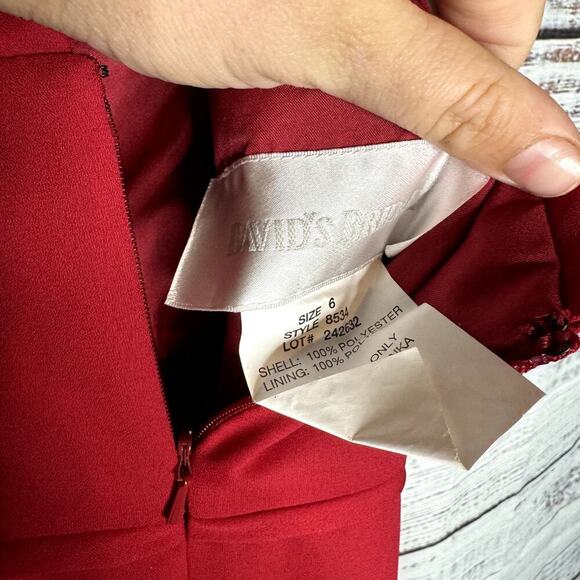 David' Bridal Red A-line Bridesmaid Dress 6 - Picture 3 of 4